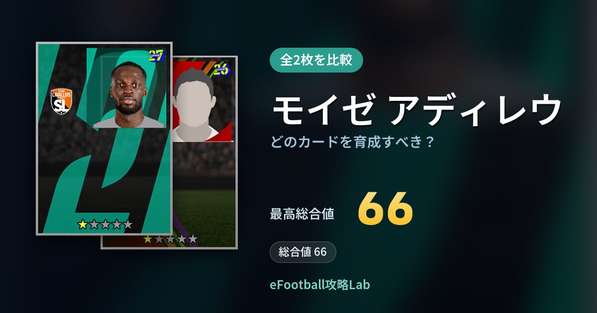 【イーフト】モイゼ アディレウはどのカードを育成すべき?全2枚を比較