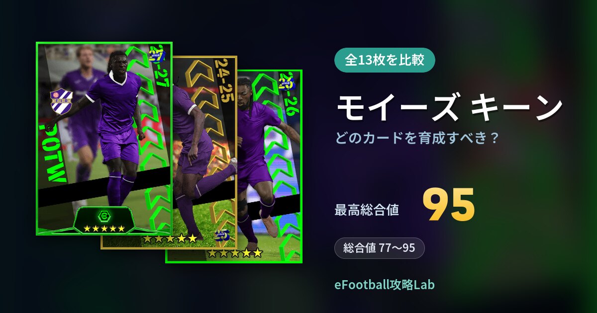 【イーフト】モイーズ キーンはどのカードを育成すべき？全13枚を比較
