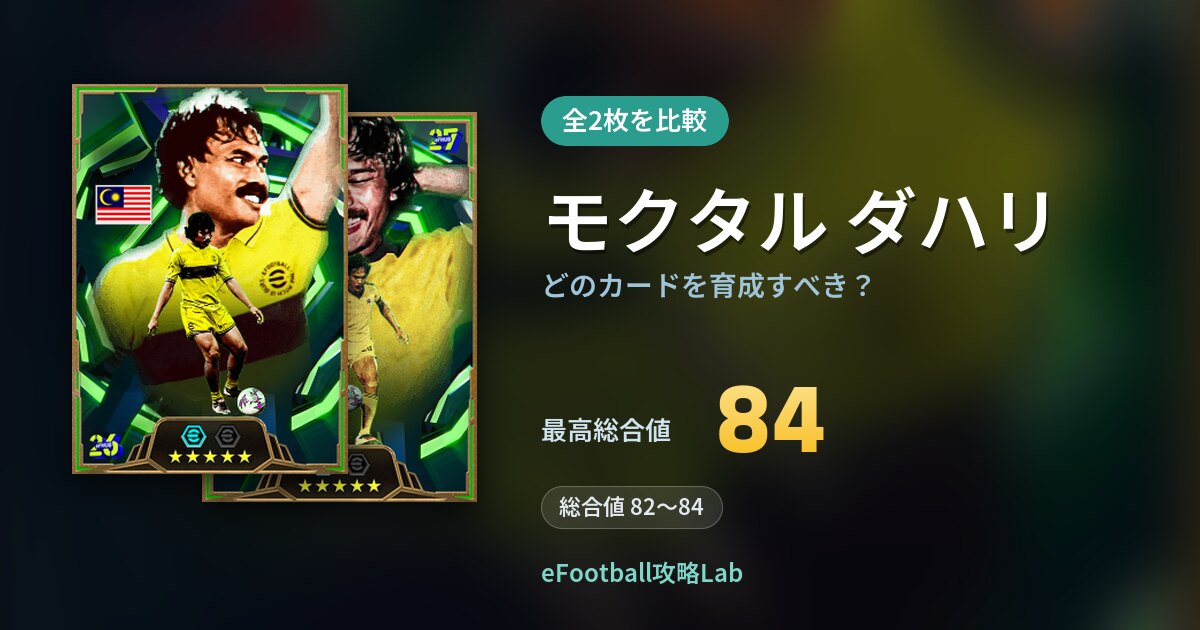 【イーフト】モクタル ダハリはどのカードを育成すべき？全2枚を比較