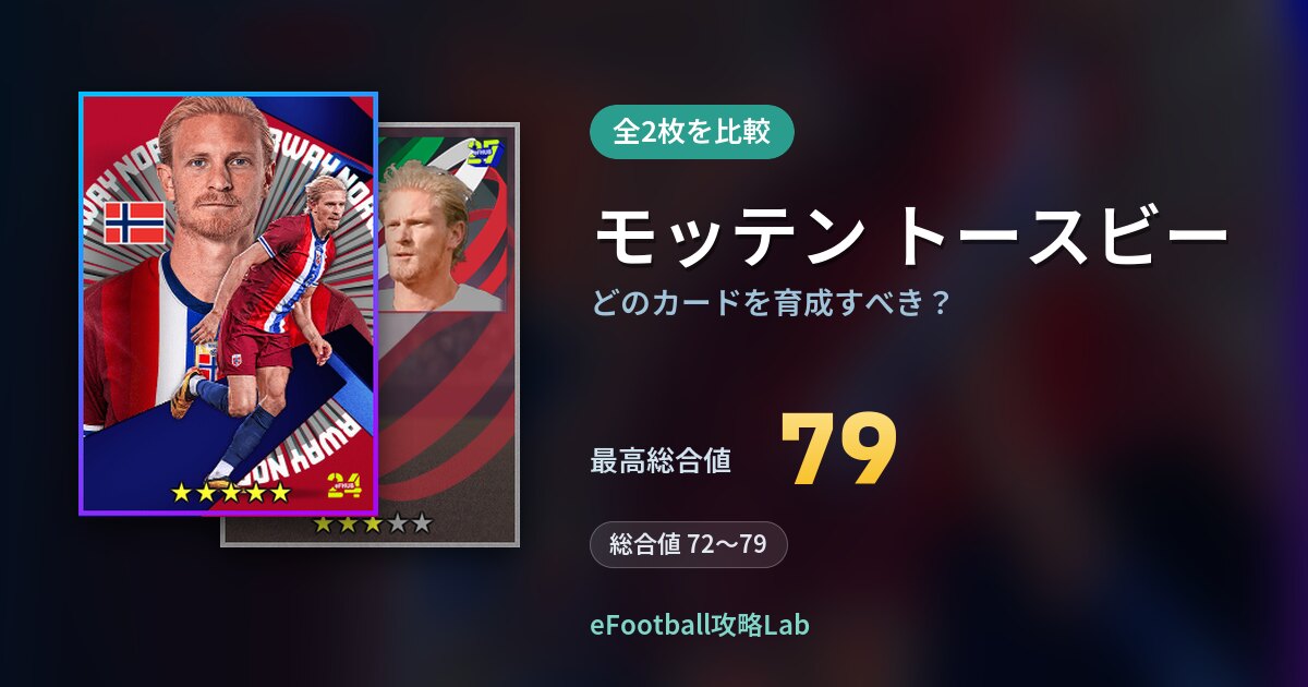 【イーフト】モッテン トースビーはどのカードを育成すべき？全2枚を比較