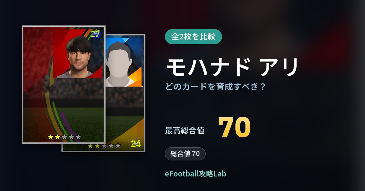 【イーフト】モハナド アリはどのカードを育成すべき？全2枚を比較