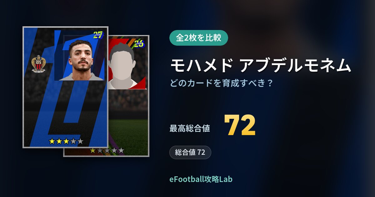【イーフト】モハメド アブデルモネムはどのカードを育成すべき？全2枚を比較