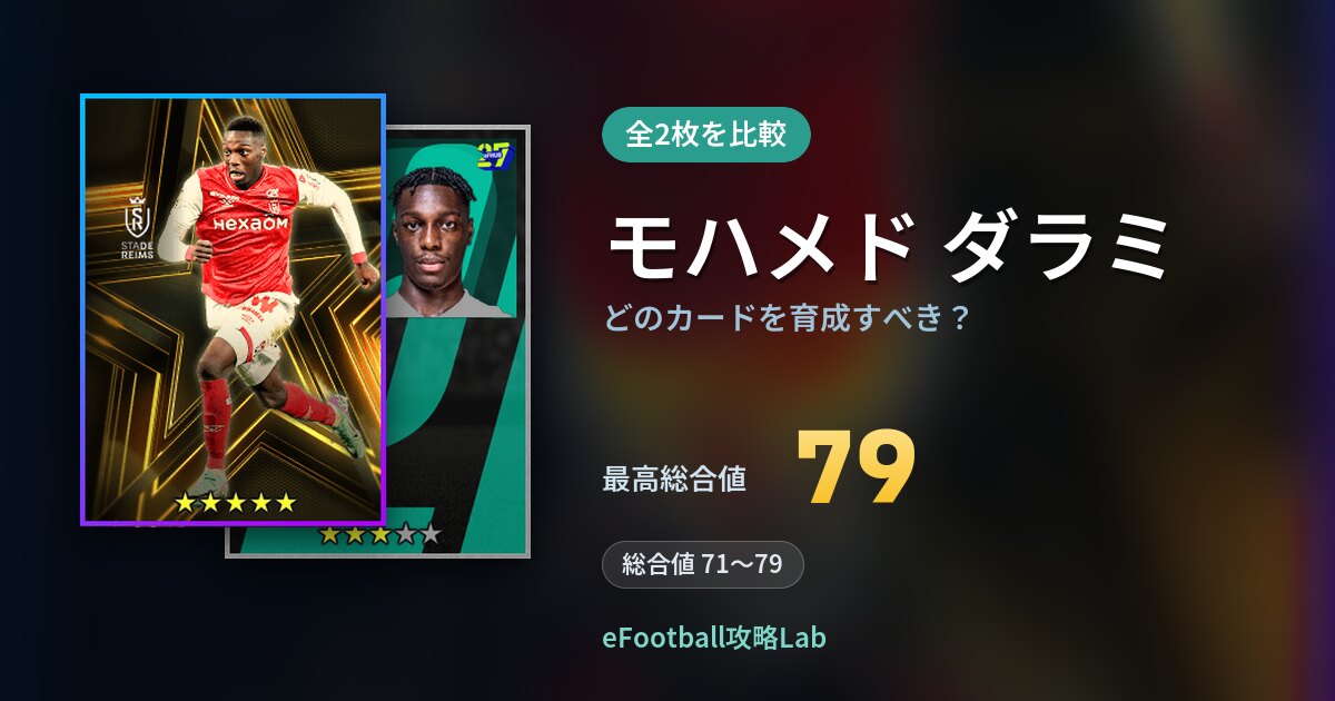 【イーフト】モハメド ダラミはどのカードを育成すべき？全2枚を比較