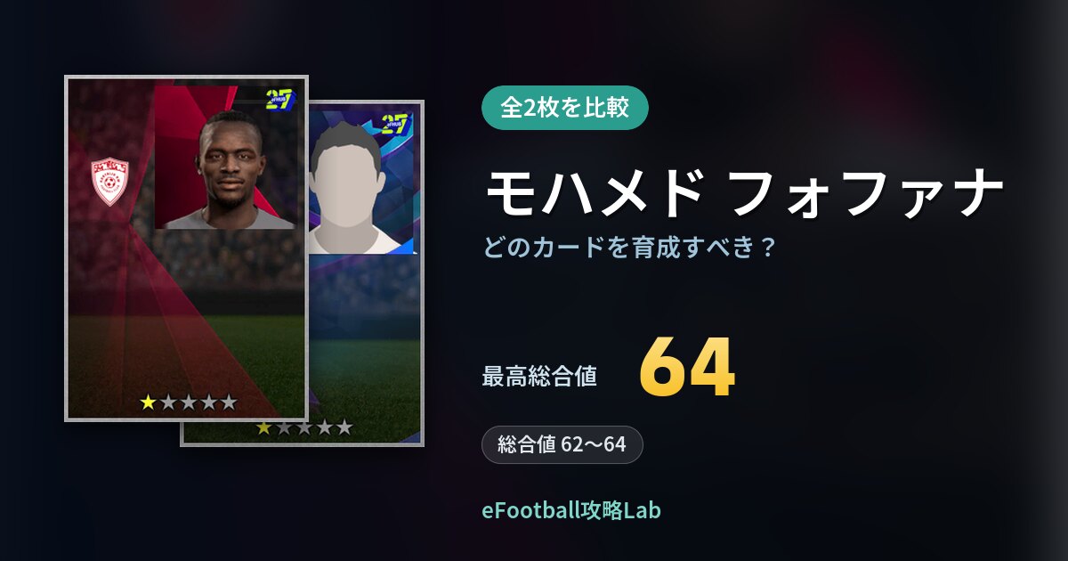 【イーフト】モハメド フォファナはどのカードを育成すべき？全2枚を比較