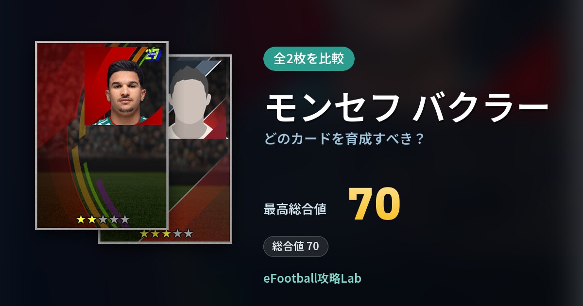 【イーフト】モンセフ バクラーはどのカードを育成すべき？全2枚を比較