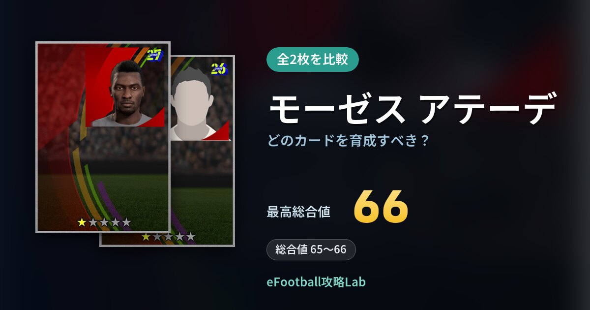 【イーフト】モーゼス アテーデはどのカードを育成すべき？全2枚を比較