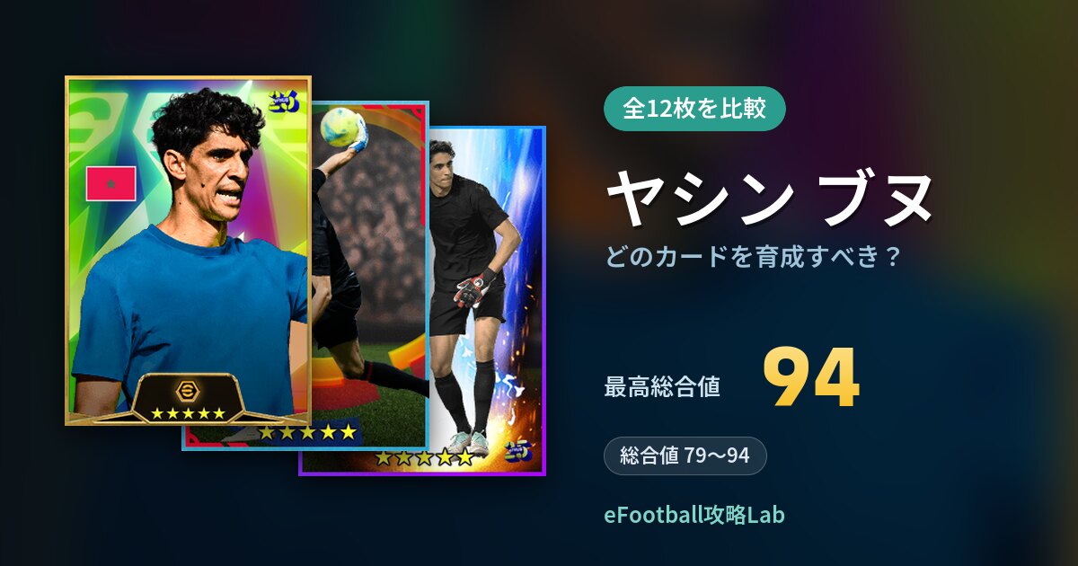 【イーフト】ヤシン ブヌはどのカードを育成すべき？全12枚を比較