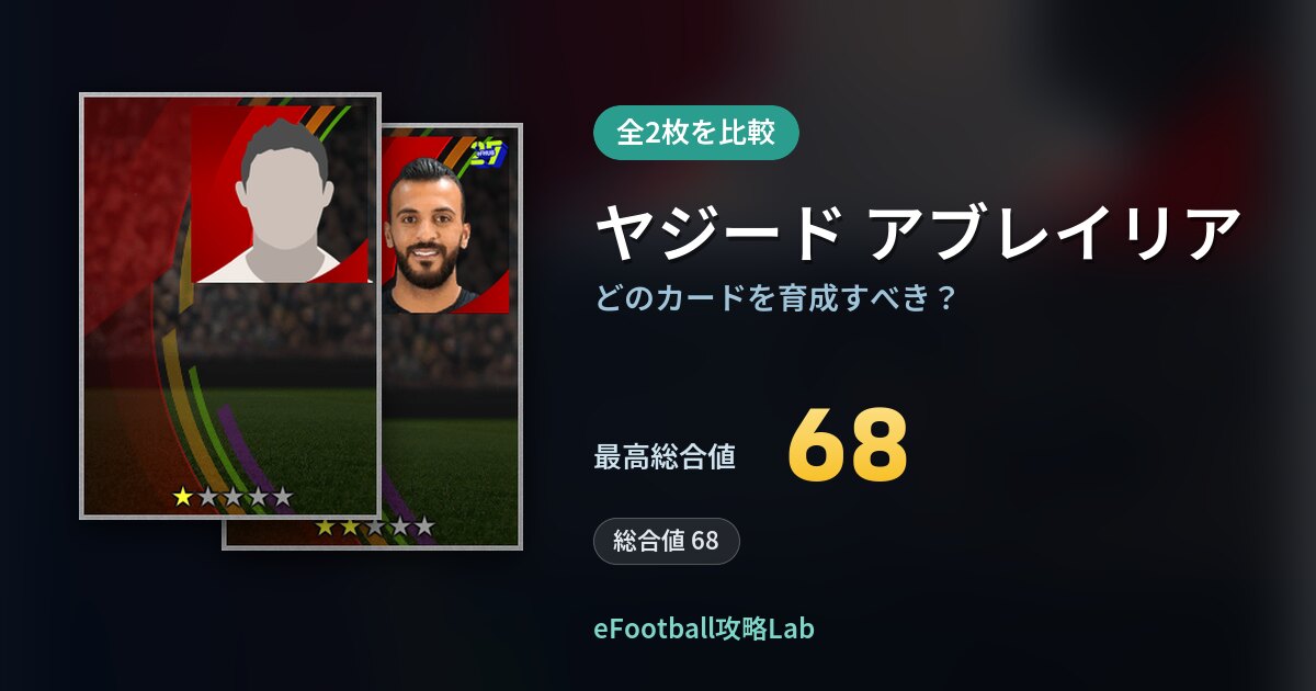 【イーフト】ヤジード アブレイリアはどのカードを育成すべき？全2枚を比較