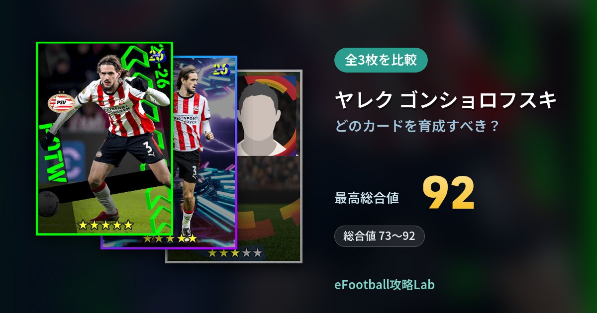 【イーフト】ヤレク ゴンショロフスキはどのカードを育成すべき？全3枚を比較