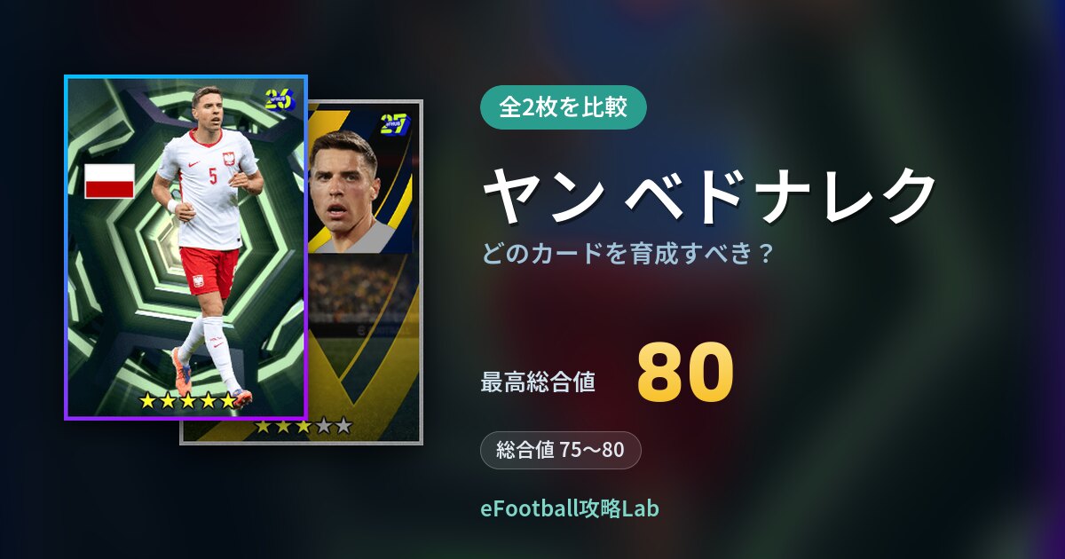 【イーフト】ヤン ベドナレクはどのカードを育成すべき?全2枚を比較