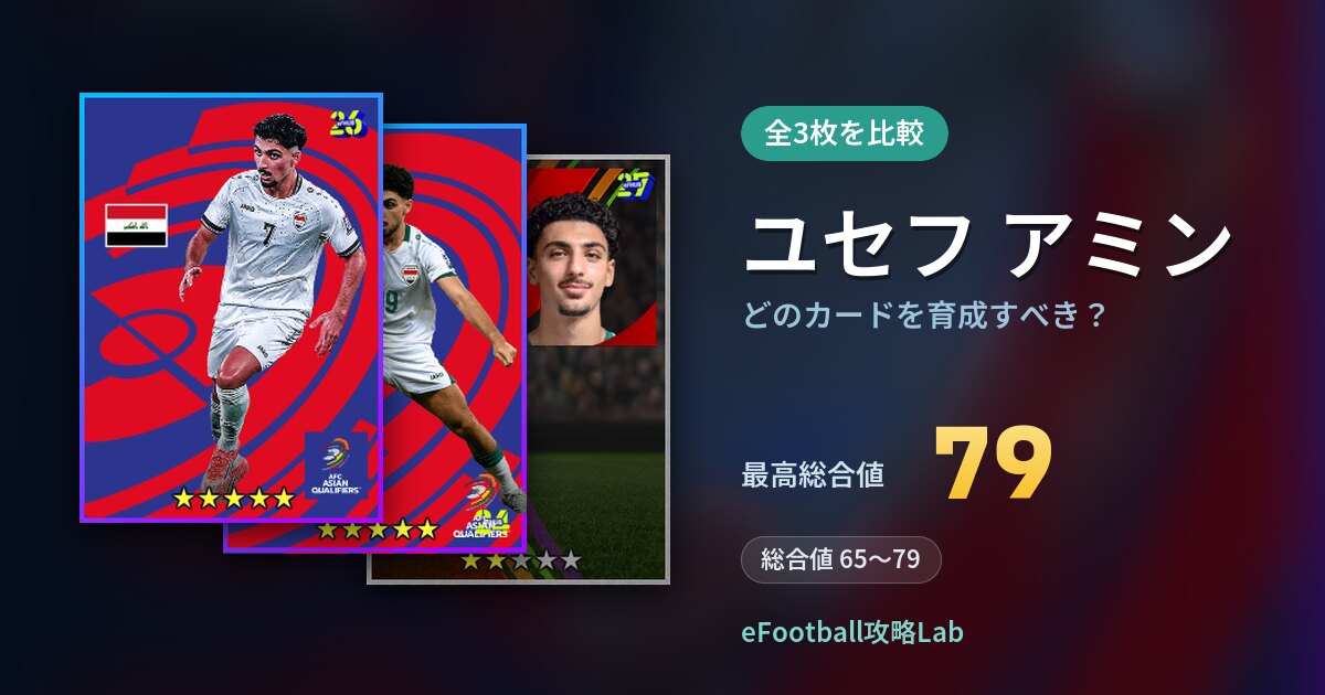 【イーフト】ユセフ アミンはどのカードを育成すべき？全3枚を比較