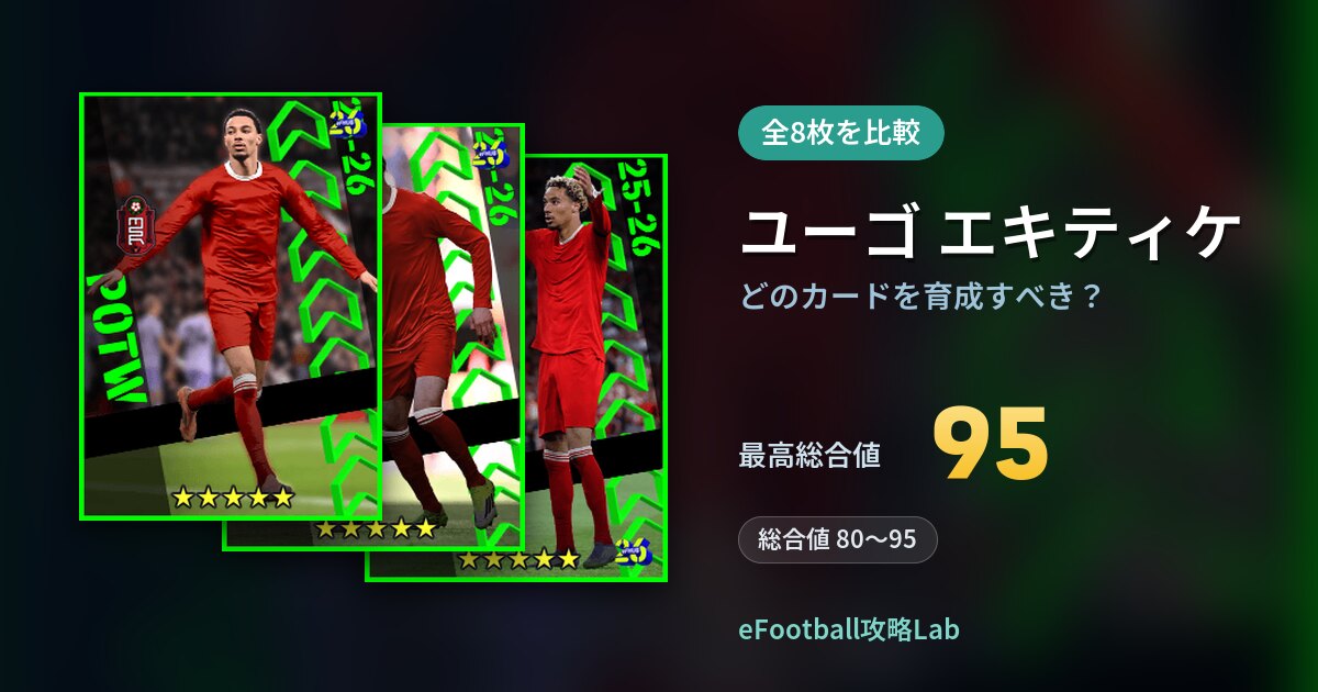 【イーフト】ユーゴ エキティケはどのカードを育成すべき？全8枚を比較