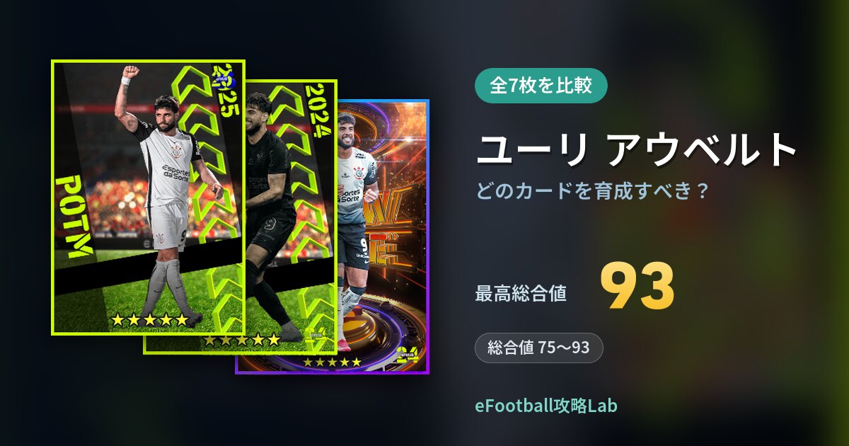 【イーフト】ユーリ アウベルトはどのカードを育成すべき？全7枚を比較