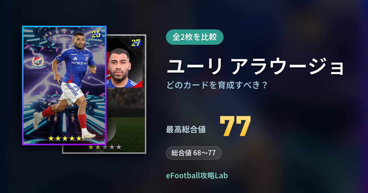 【イーフト】ユーリ アラウージョはどのカードを育成すべき？全2枚を比較