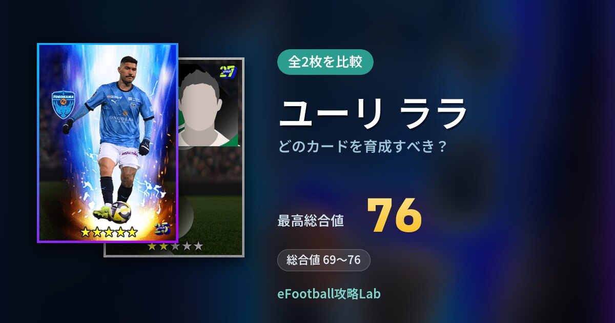 【イーフト】ユーリ ララはどのカードを育成すべき？全2枚を比較
