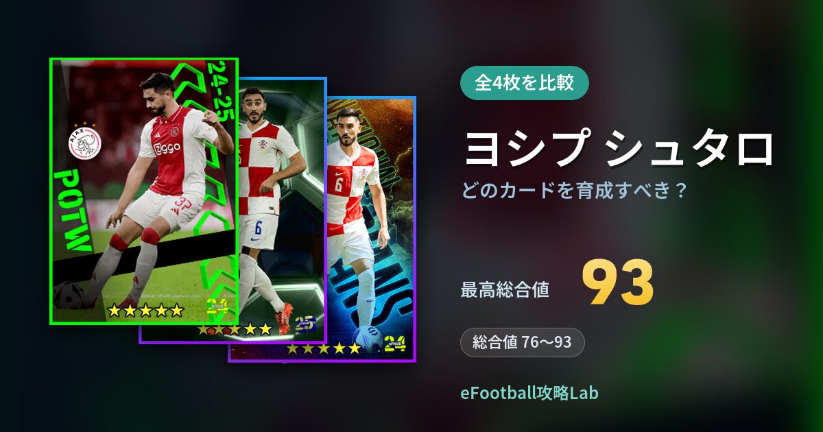 【イーフト】ヨシプ シュタロはどのカードを育成すべき？全4枚を比較