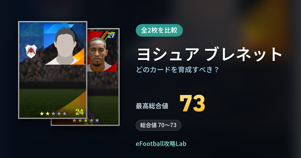 【イーフト】ヨシュア ブレネットはどのカードを育成すべき？全2枚を比較