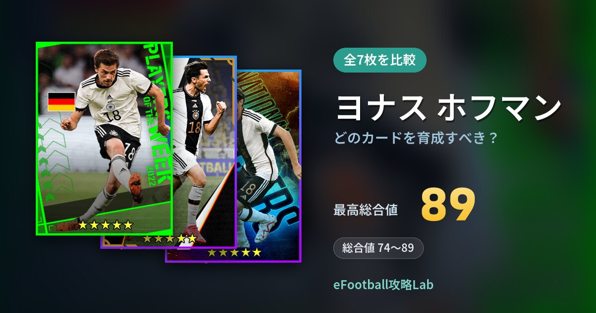 【イーフト】ヨナス ホフマンはどのカードを育成すべき？全7枚を比較