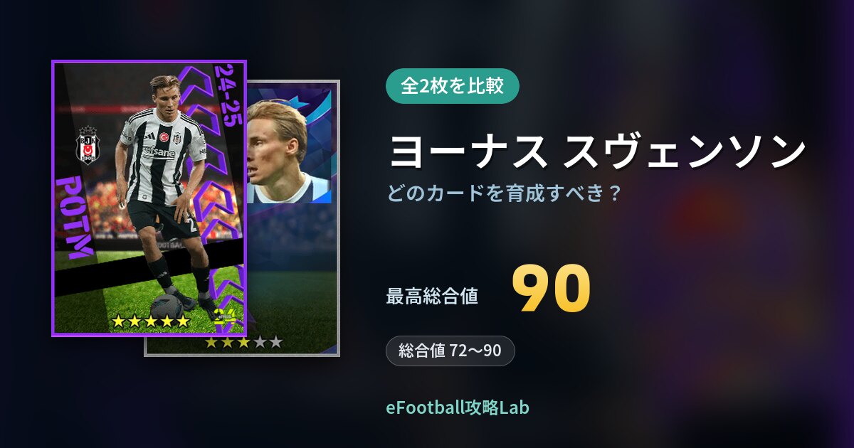 【イーフト】ヨーナス スヴェンソンはどのカードを育成すべき？全2枚を比較