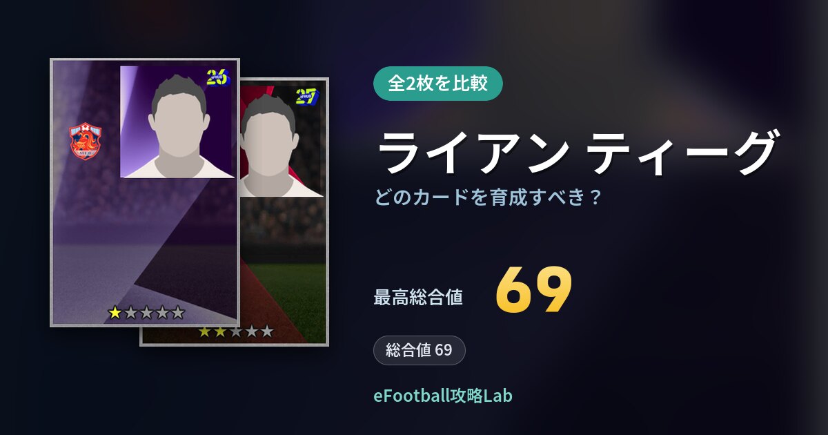【イーフト】ライアン ティーグはどのカードを育成すべき？全2枚を比較