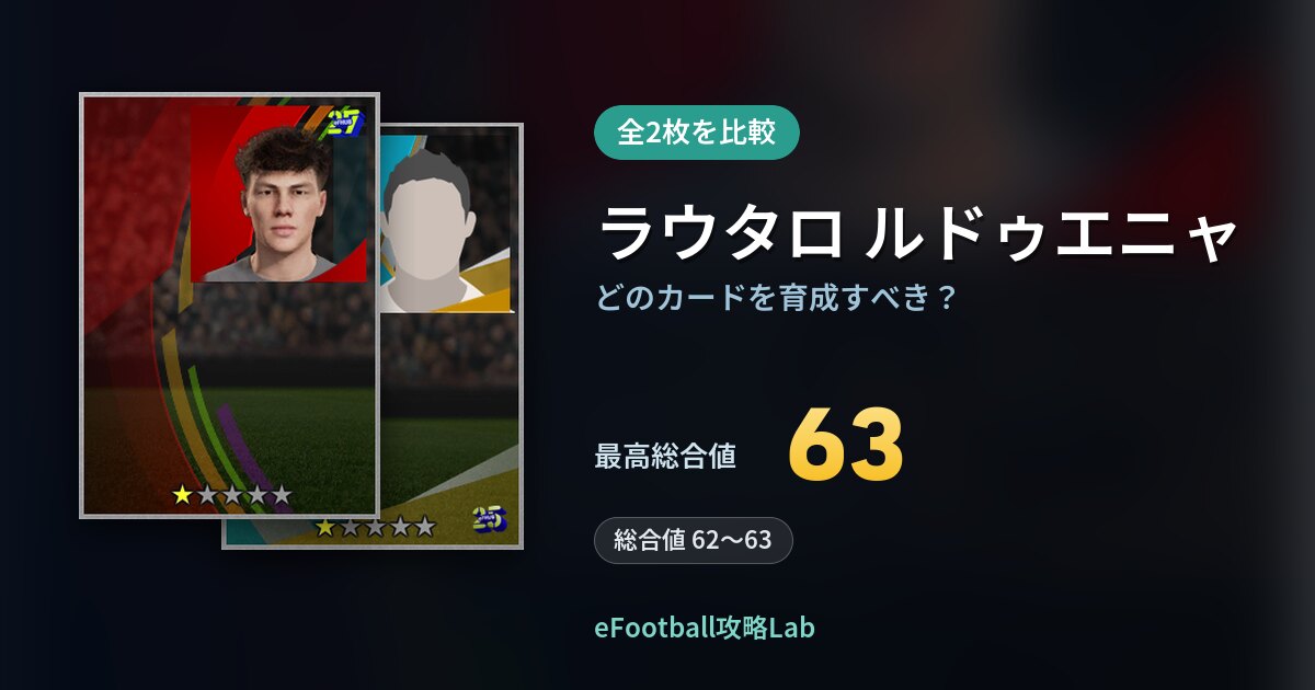 【イーフト】ラウタロ ルドゥエニャはどのカードを育成すべき？全2枚を比較