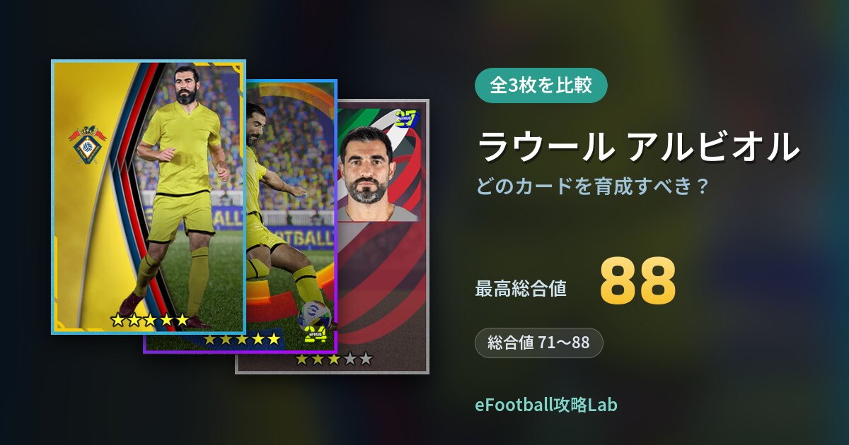 【イーフト】ラウール アルビオルはどのカードを育成すべき？全3枚を比較