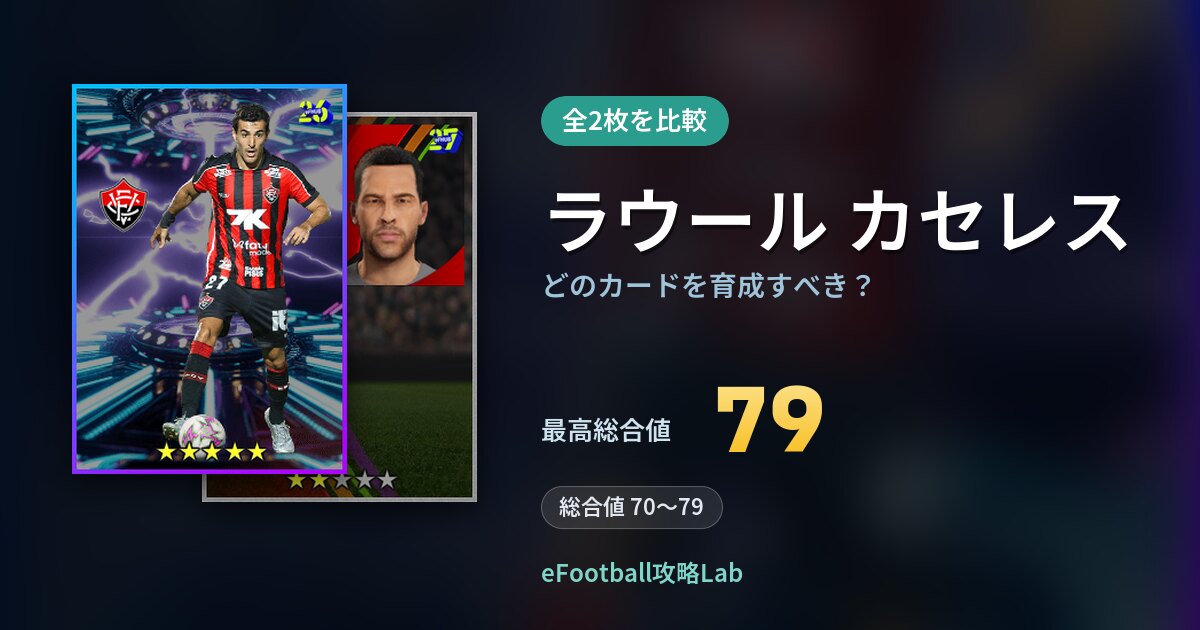 【イーフト】ラウール カセレスはどのカードを育成すべき？全2枚を比較