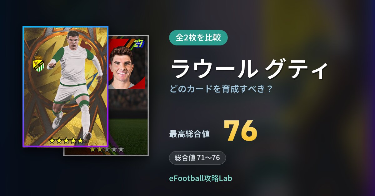 【イーフト】ラウール グティはどのカードを育成すべき?全2枚を比較