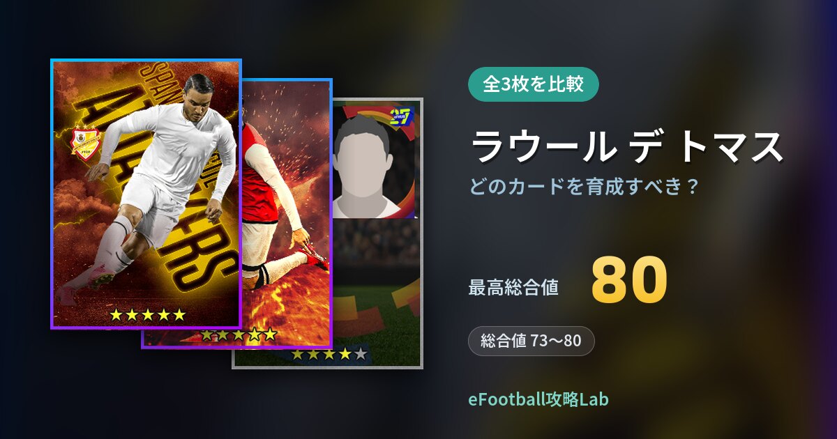【イーフト】ラウール デ トマスはどのカードを育成すべき？全3枚を比較