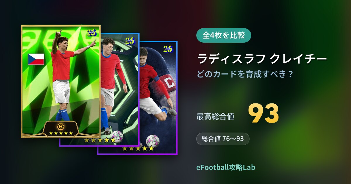 【イーフト】ラディスラフ クレイチーはどのカードを育成すべき？全4枚を比較