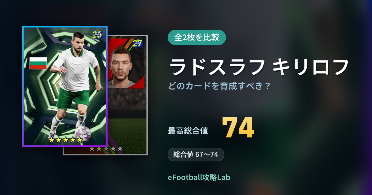 【イーフト】ラドスラフ キリロフはどのカードを育成すべき？全2枚を比較