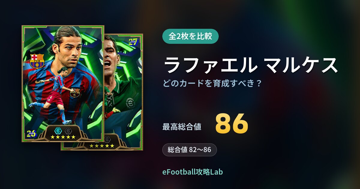 【イーフト】ラファエル マルケスはどのカードを育成すべき？全2枚を比較