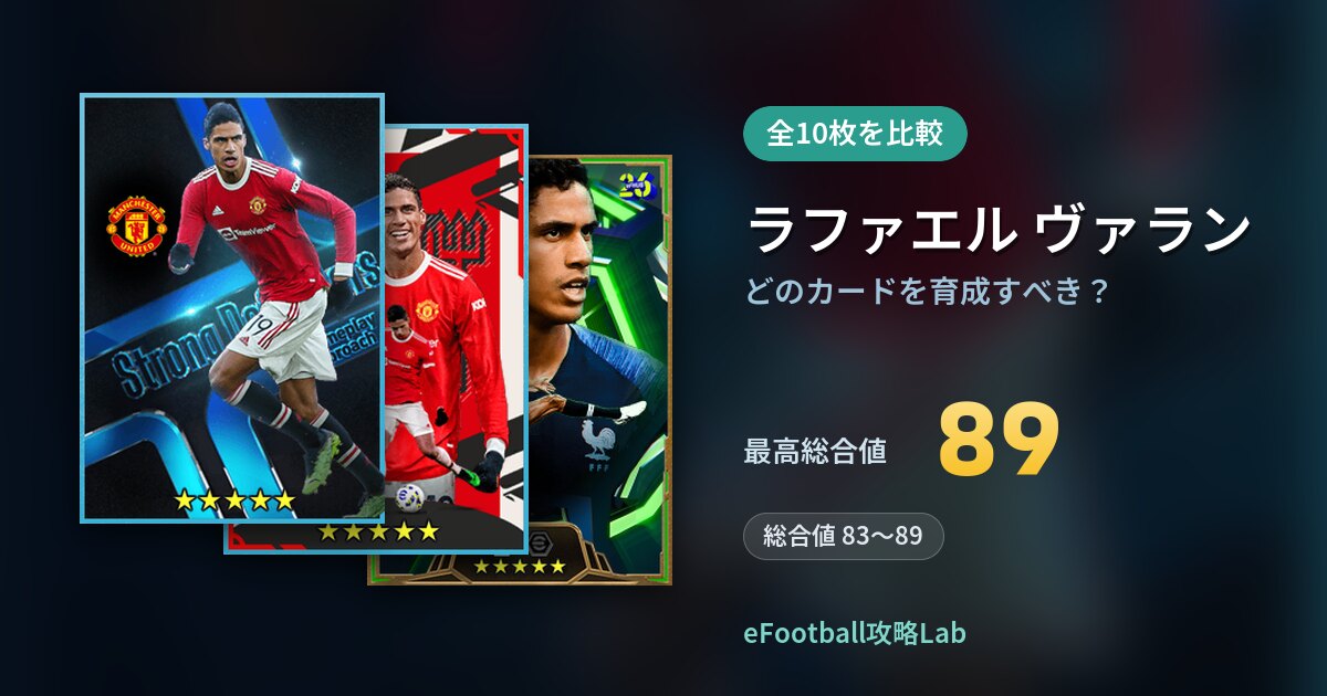 【イーフト】ラファエル ヴァランはどのカードを育成すべき？全10枚を比較