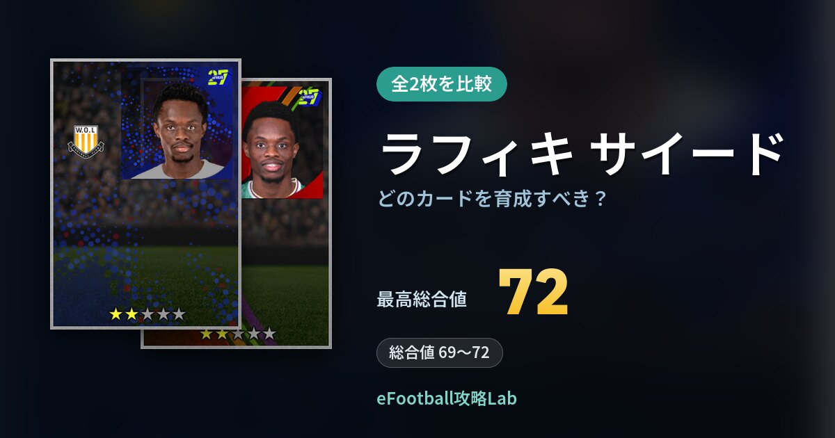【イーフト】ラフィキ サイードはどのカードを育成すべき?全2枚を比較