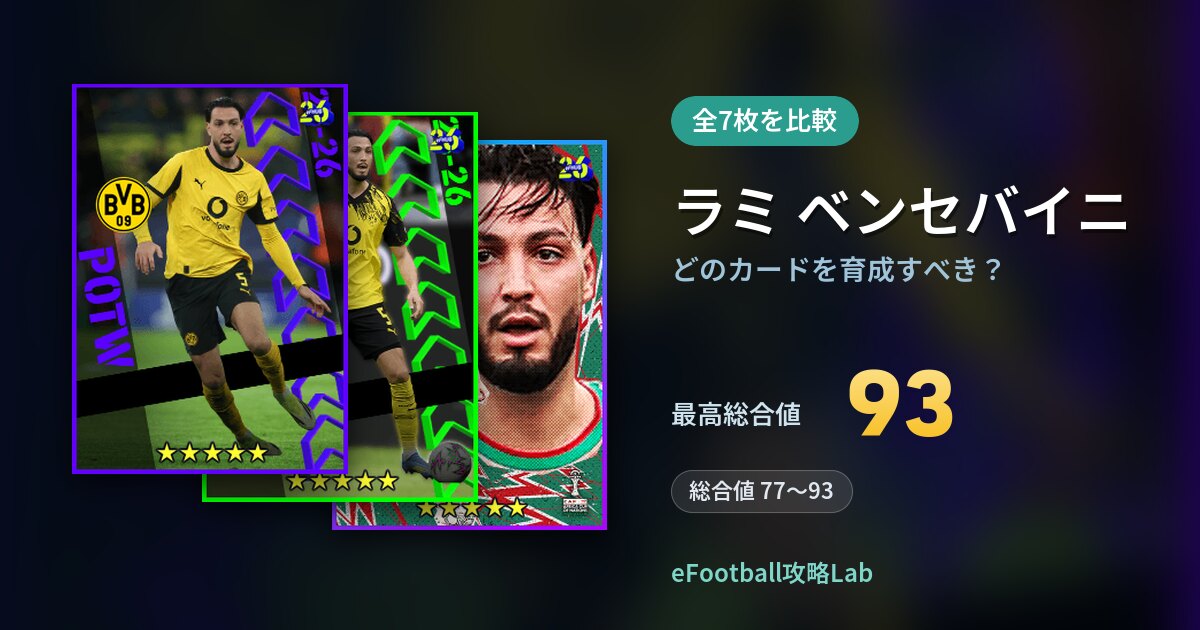 【イーフト】ラミ ベンセバイニはどのカードを育成すべき？全7枚を比較