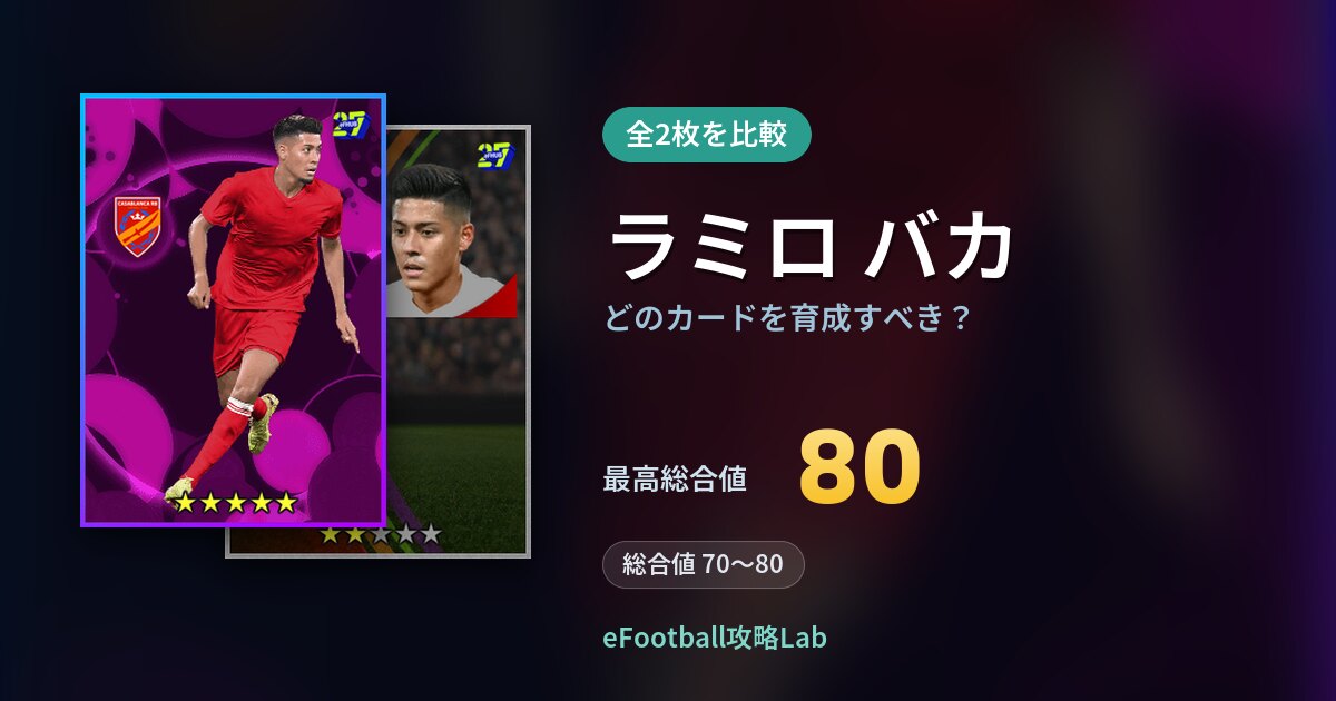【イーフト】ラミロ バカはどのカードを育成すべき？全2枚を比較