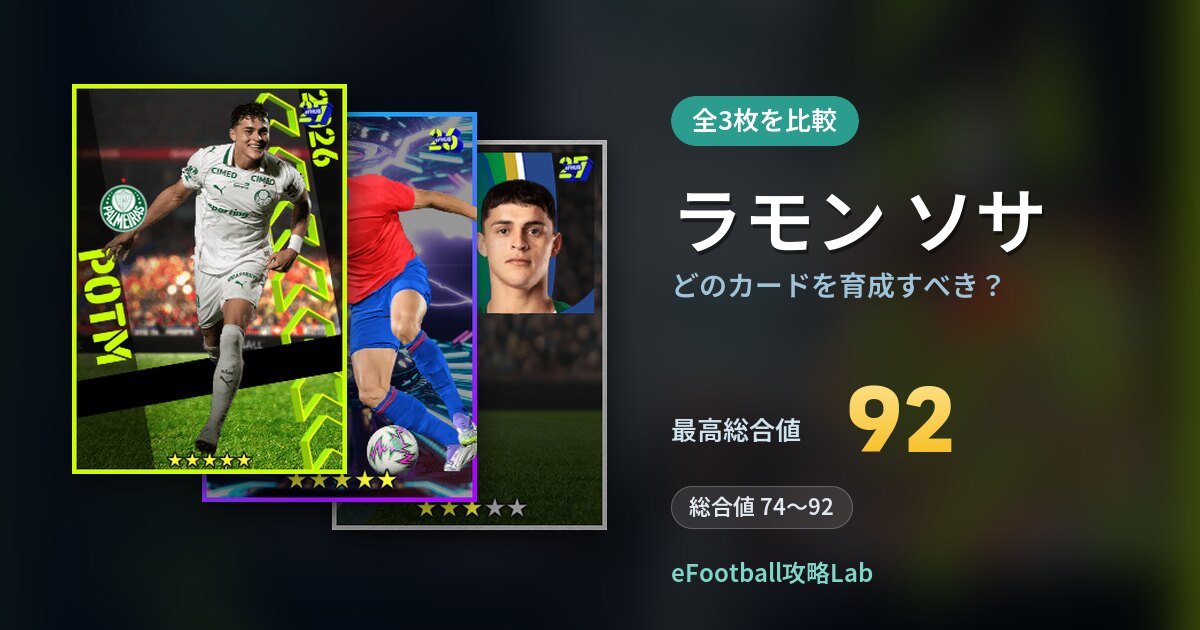 【イーフト】ラモン ソサはどのカードを育成すべき?全3枚を比較