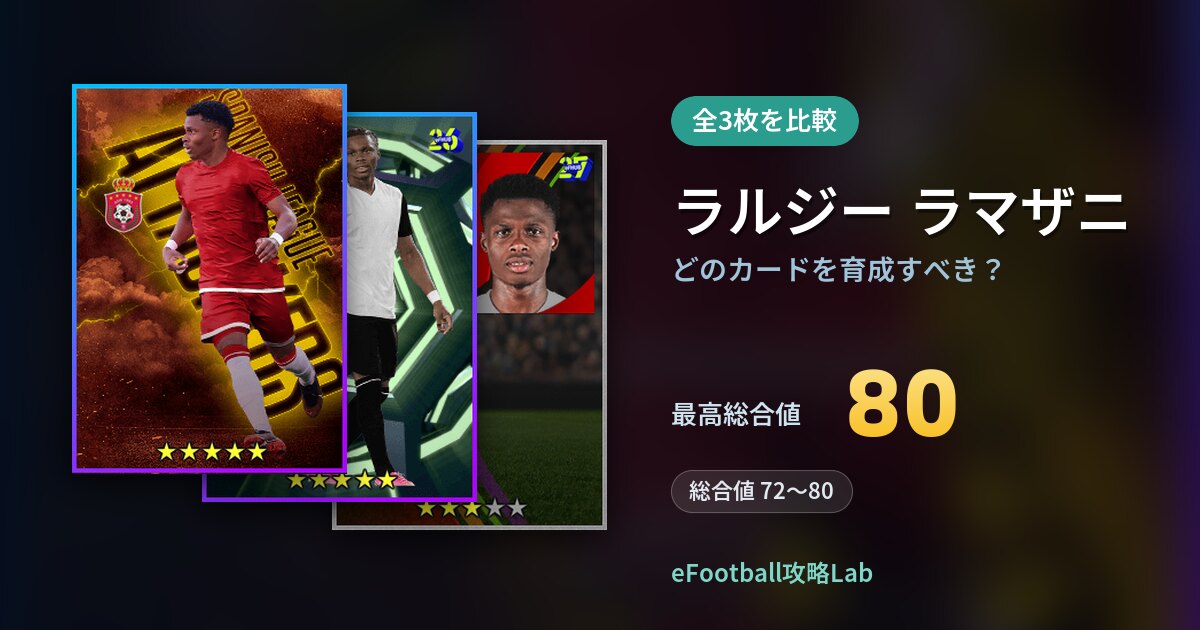 【イーフト】ラルジー ラマザニはどのカードを育成すべき？全3枚を比較
