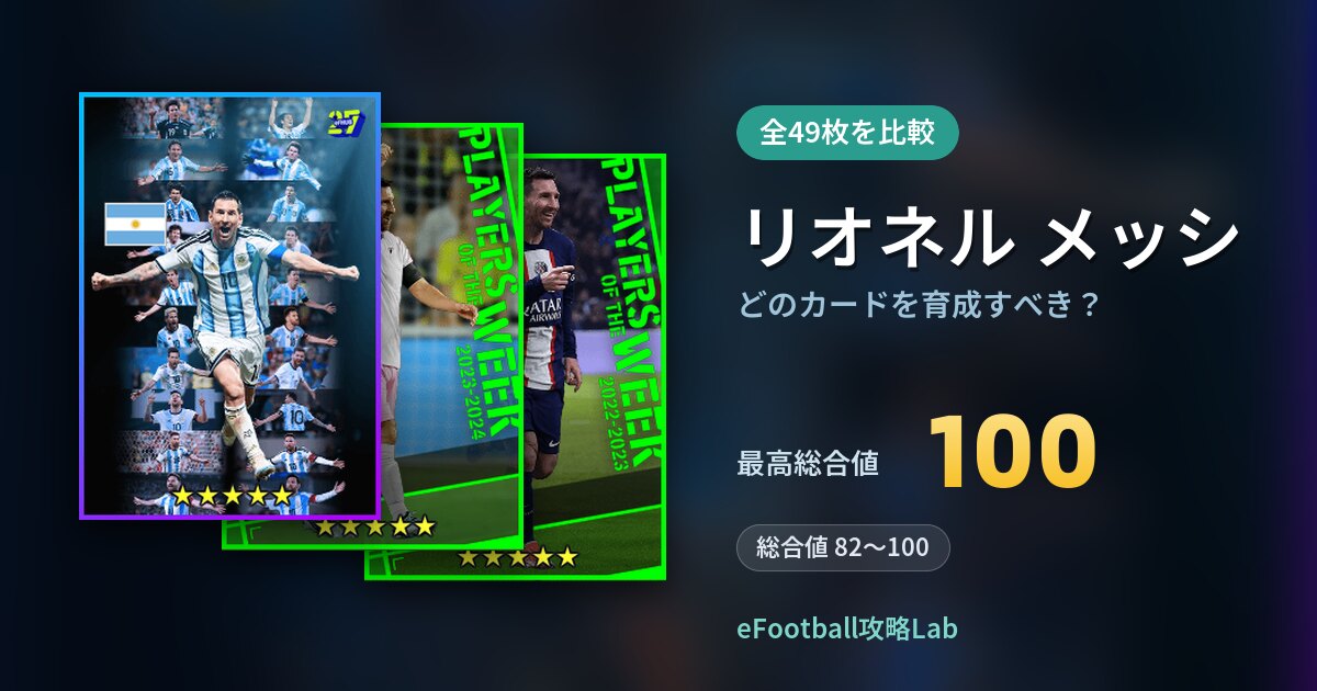 【イーフト】リオネル メッシはどのカードを育成すべき？全49枚を比較