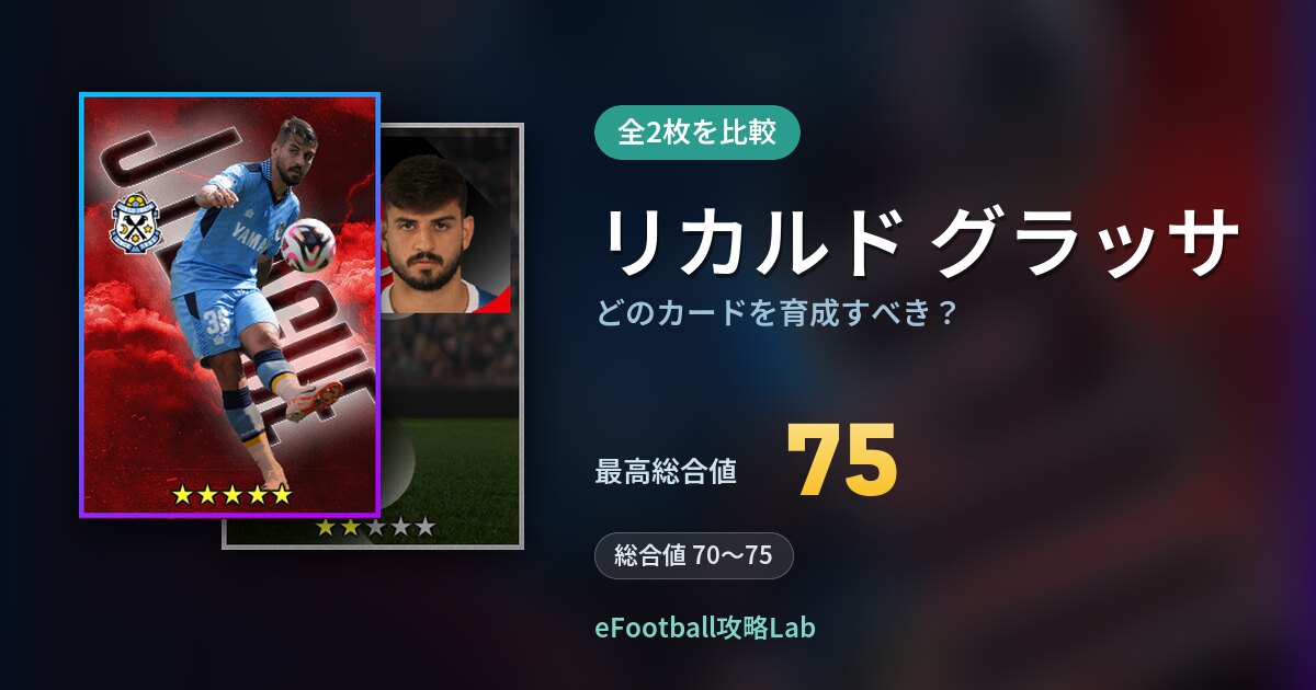 【イーフト】リカルド グラッサはどのカードを育成すべき？全2枚を比較
