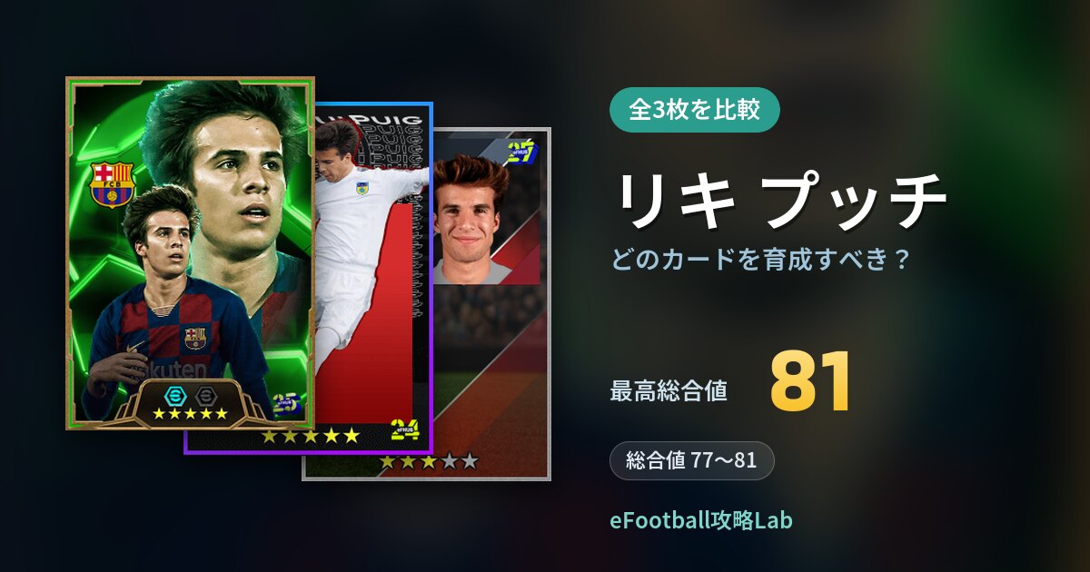 【イーフト】リキ プッチはどのカードを育成すべき？全3枚を比較