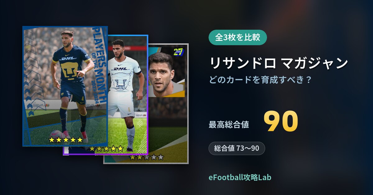 【イーフト】リサンドロ マガジャンはどのカードを育成すべき？全3枚を比較