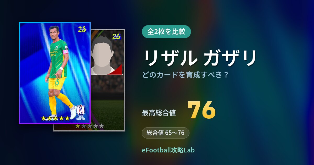 【イーフト】リザル ガザリはどのカードを育成すべき？全2枚を比較