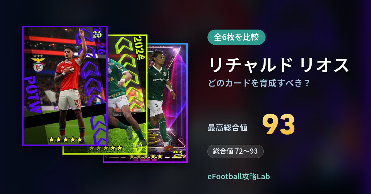 【イーフト】リチャルド リオスはどのカードを育成すべき?全6枚を比較