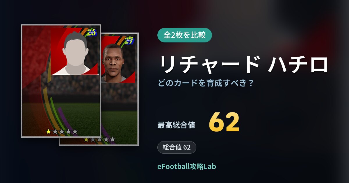 【イーフト】リチャード ハチロはどのカードを育成すべき？全2枚を比較