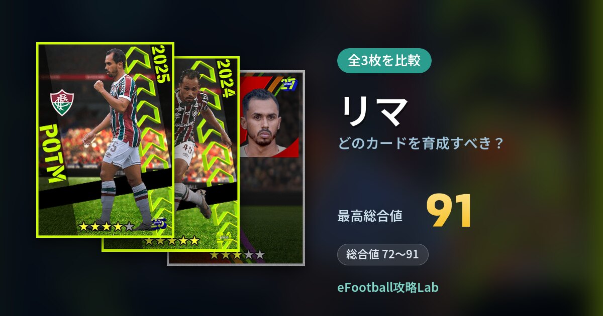 【イーフト】リマはどのカードを育成すべき?全3枚を比較