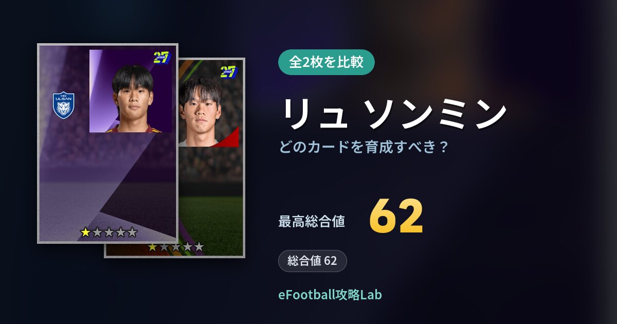 【イーフト】リュ ソンミンはどのカードを育成すべき？全2枚を比較