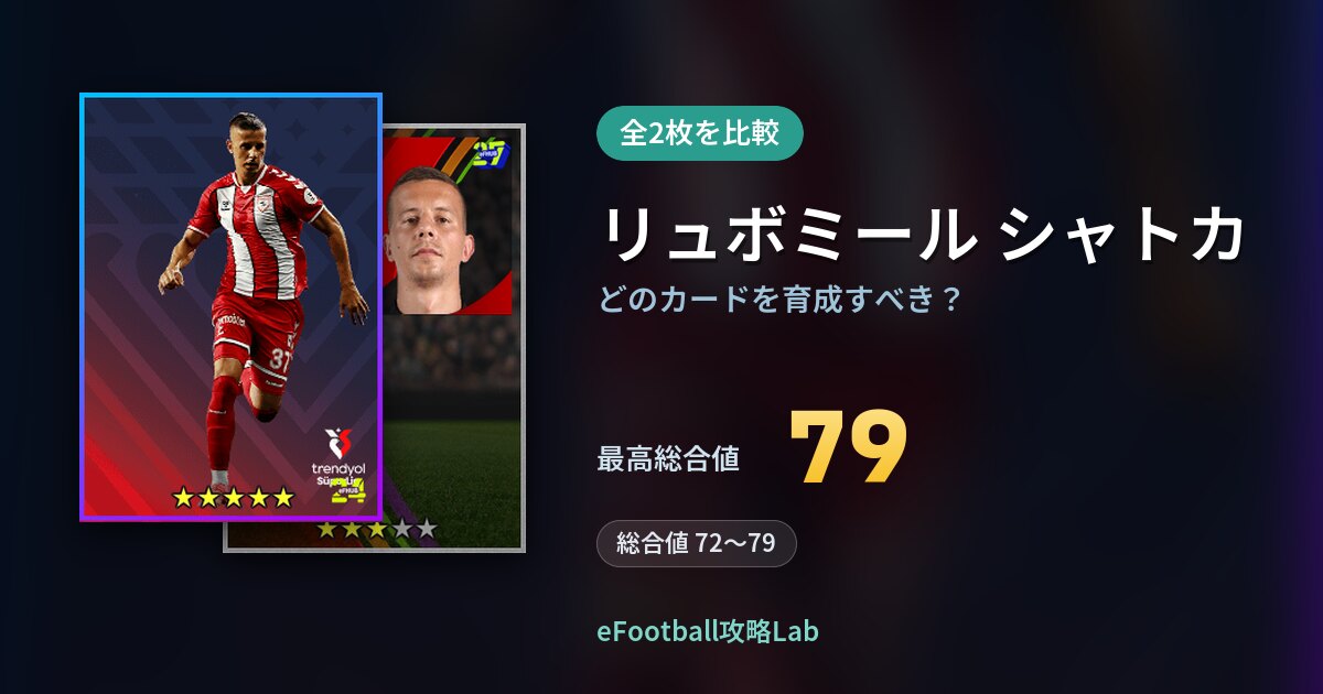 【イーフト】リュボミール シャトカはどのカードを育成すべき？全2枚を比較
