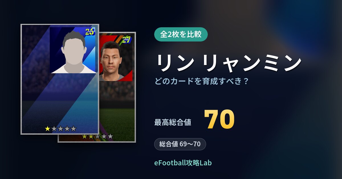 【イーフト】リン リャンミンはどのカードを育成すべき？全2枚を比較