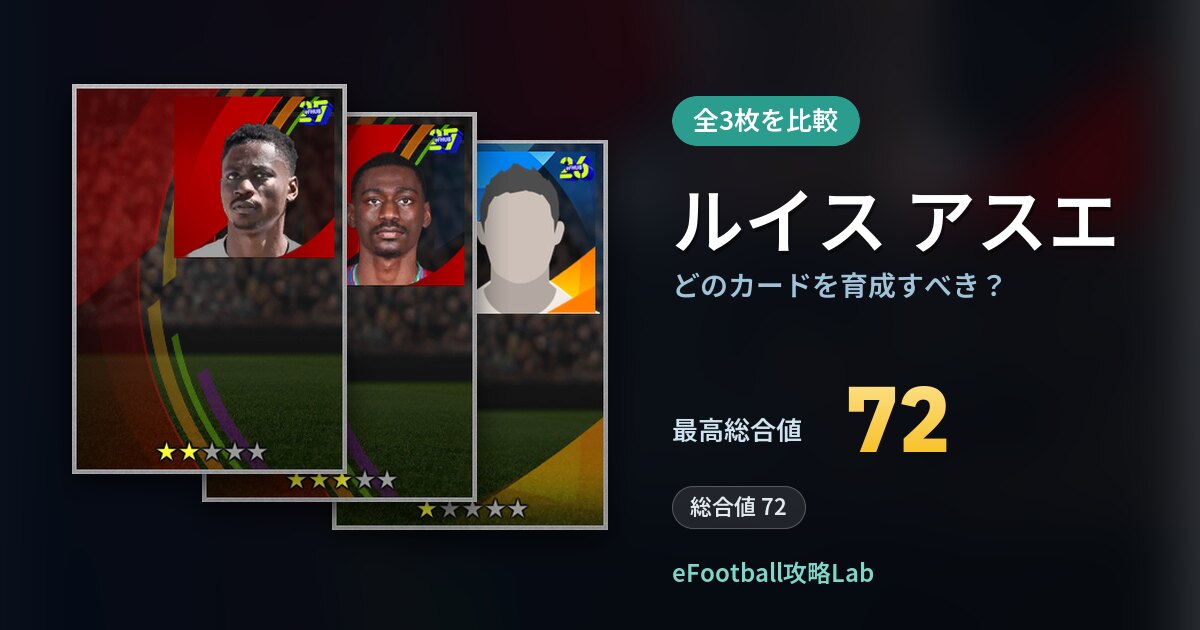 【イーフト】ルイス アスエはどのカードを育成すべき？全3枚を比較